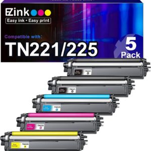 E-Z Ink (TM Compatible Toner Cartridge Replacement for Brother TN221 TN225 to Use with MFC-9130CW HL-3170CDW HL-3140CW HL-3180CDW MFC-9330CDW (2 Black, 1 Cyan, 1 Magenta, 1 Yellow, 5 Pack)