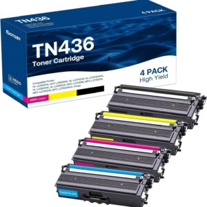 TN436 Toner Cartridge High Yield Replacement Compatible for Brother TN 436 TN436BK TN436C TN433 TN431 for Brother HL-L8360CDW HL-L8260CDW MFC-L8610CDW MFC-L8900CDW MFC-L8690CDW Printer (1BK,1C,1M,1Y)